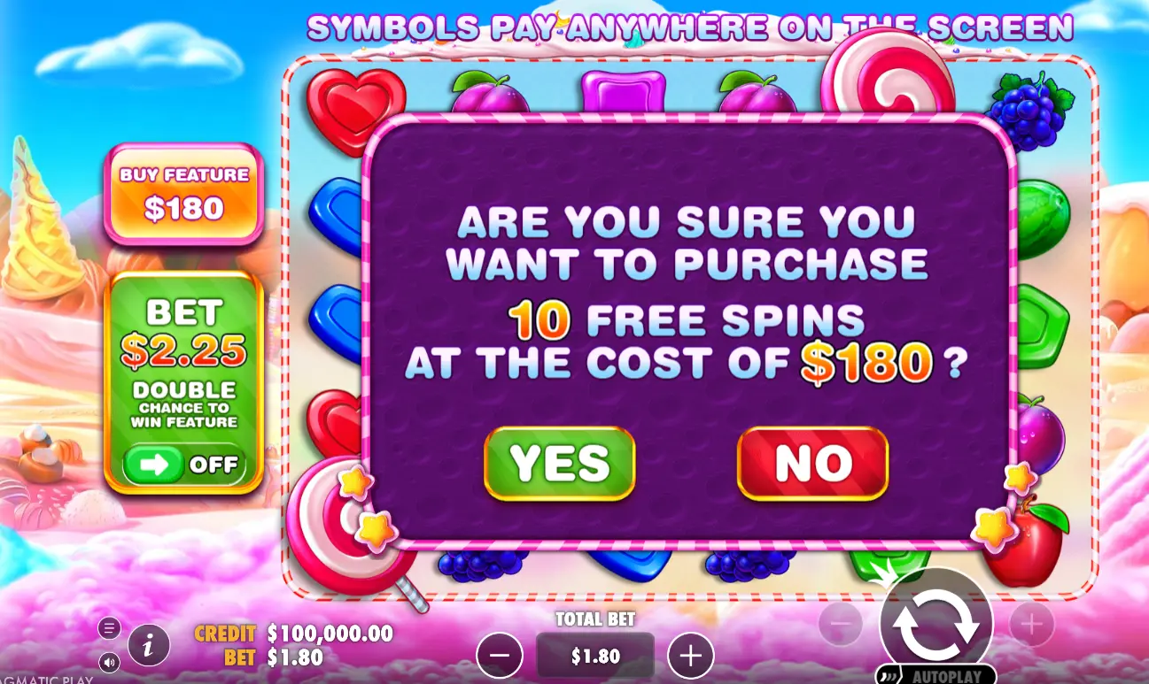 Sweet Bonanza free spins trigger with scatter symbols
